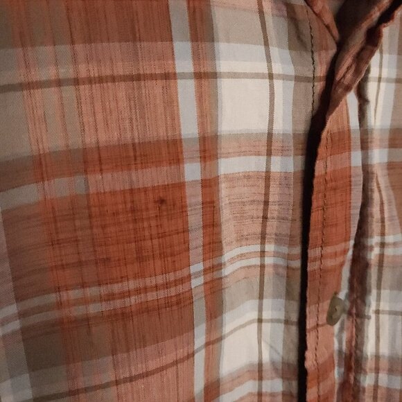 Redhead Mens Burnt Orange Cream Plaid Short Sleeve Button Down 2XL - Picture 3 of 7